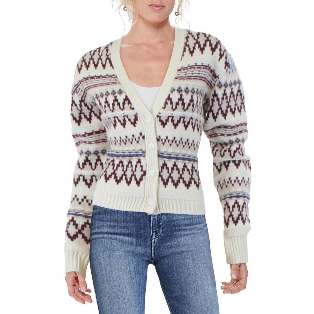 Rag & Bone Cream And Brown Patterned Cardigan - image 1